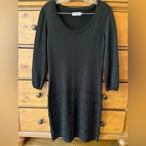 Calvin Klein Black Knit Sweater Dress Medium with Cable detail